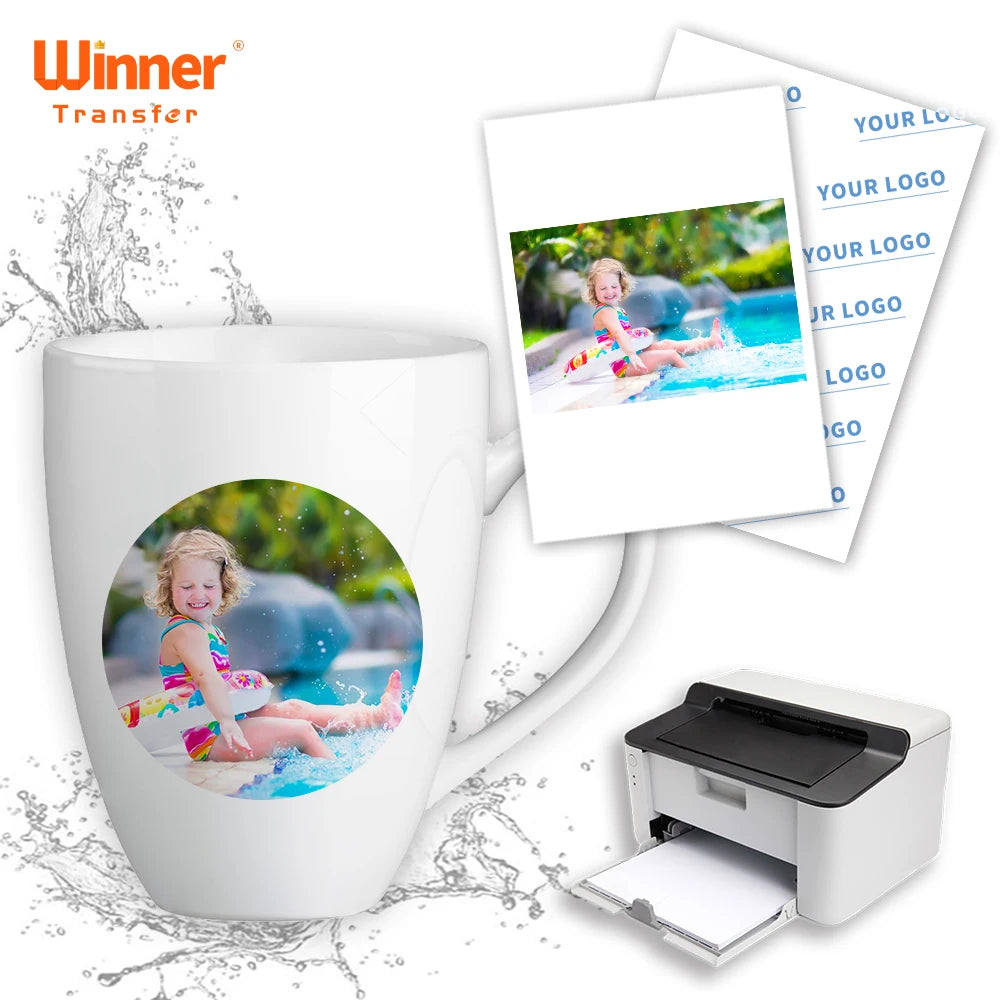 100pcs Wholesale Long Lasting Laser Printing Transfer Paper Waterslide Decal Paper for DIY Mug Glass Decals