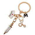 Letter A-Z Key Ring Syringe Nurse Cap Stethoscope Doctor and Nurse Decoration Keychain Doctor and Nurse Gift Keychain