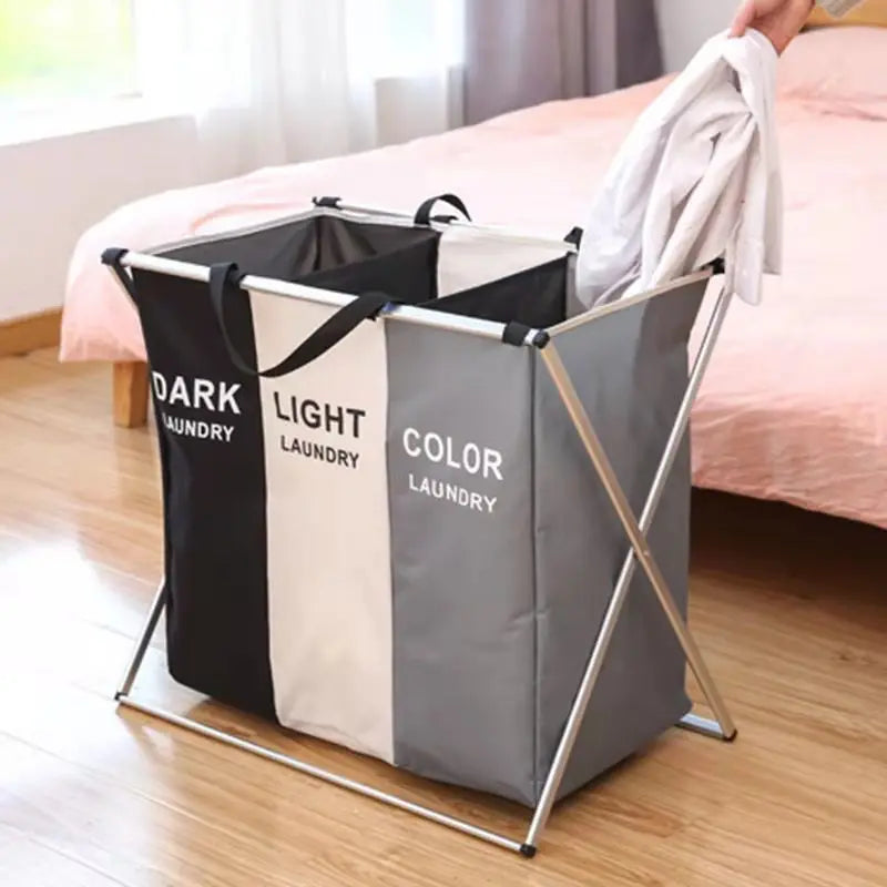 Trendy Multi Purpose New Modern Storage Double Folding Collapsible Laundry Basket