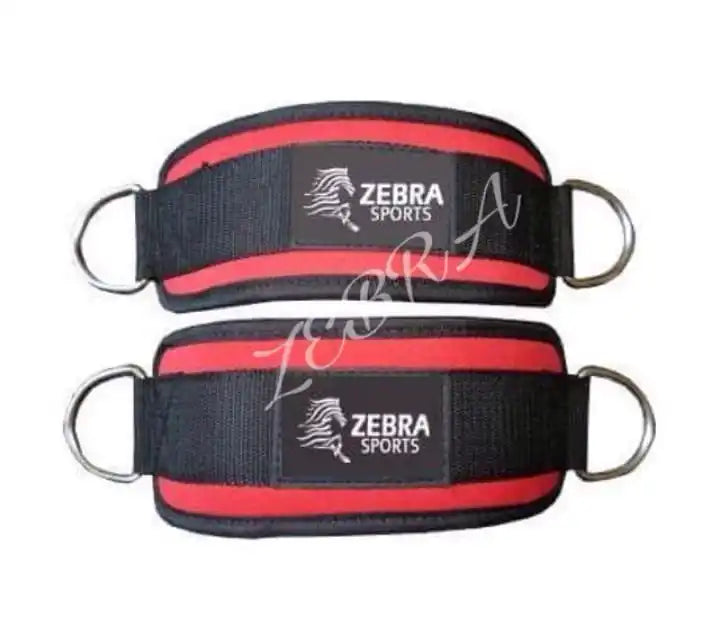 Custom Logo ZEBRA SPORTS Gym Leg Cable Pulley Attachment Multi-Weight Lifting Double Ring Ankle Straps (Neoprene Nylon)