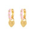 ROXI 925 Sterling Silver INS Heart Love Pendant Enamel Hoop Huggie Earrings for Women