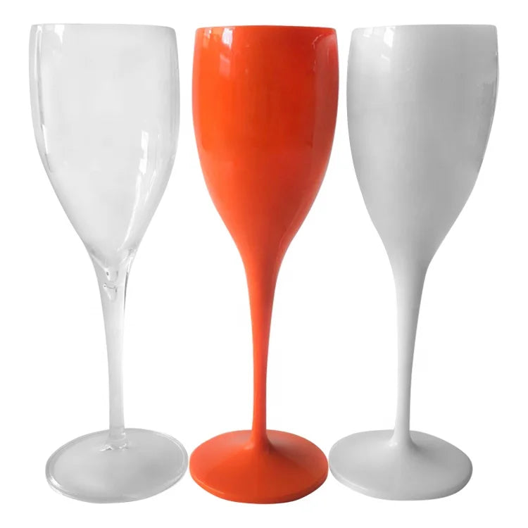 Manufacturer Plastic Stemmed Cup Reusable Sharterproof Champagne Flutes for Wedding Events