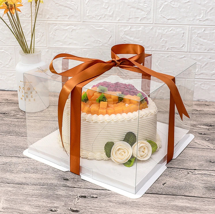 OEM ODM Transparent Plastic Three Layers Square Cake Mousse Birthday Gift Box