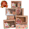Ourwarm Xmas Present Christmas Window Cake Box Design for Christmas Bakery Cookie Cake Brownie Packaging