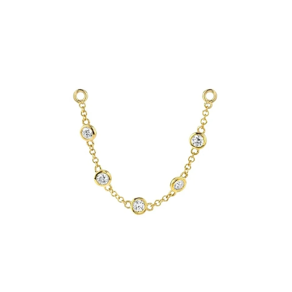 LOZRUNVE 925 Sterling Silver Cubic Zircon Diamond Bezel Connected Chain Tennis Earring accessories