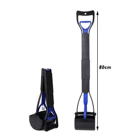 Foldable Plastic Dog Poop Scooper with 80cm Long Handle Portable Pet Waste Picker for Dog Poop & Mess Cleaning