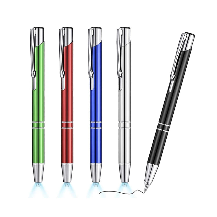 Wholesale Promotion Custom Logo LED Light Ball Pen Sports Type Metal Lighted Tip Environment-protective Ink Silk Screen Printing