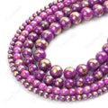 Wholesale Dyed Natural Jade Golden Foil Jade Loose Round Beads for DIY Bracelets Jewelry Making 6mm 8mm 10mm 12mm