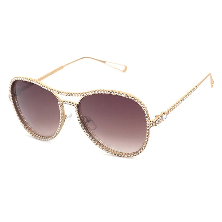 Designer Elegant for Women Sun Glasses Diamond Custom Shades Fashion Oversized Women Sunglasses