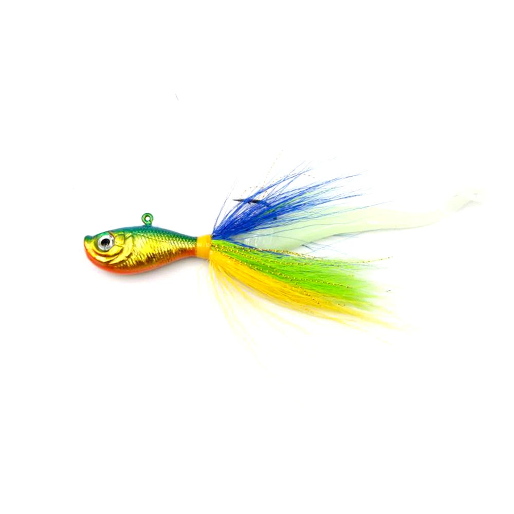Bucktail Jig Fishing Lures Freshwater Saltwater 3D Eyes  Fishing Jig Lure Bait Kit Bass Striper Bluefish Surf Fishing