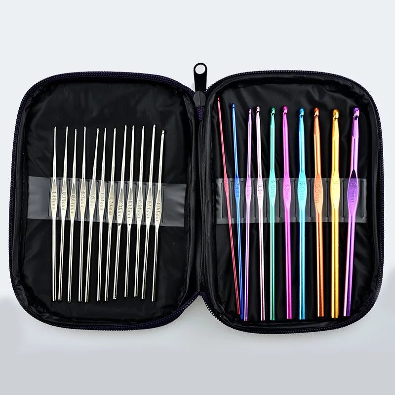 Metal Handle Crochet Needles Crochet Hooks Set 0.6-1.9mm Crochet for Knitting Needles Weave Sewing Needles Tool