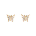 LOZRUNVE Custom Jewelry Pave CZ Petite Tiny Butterfly Earring Studs 925 Silver