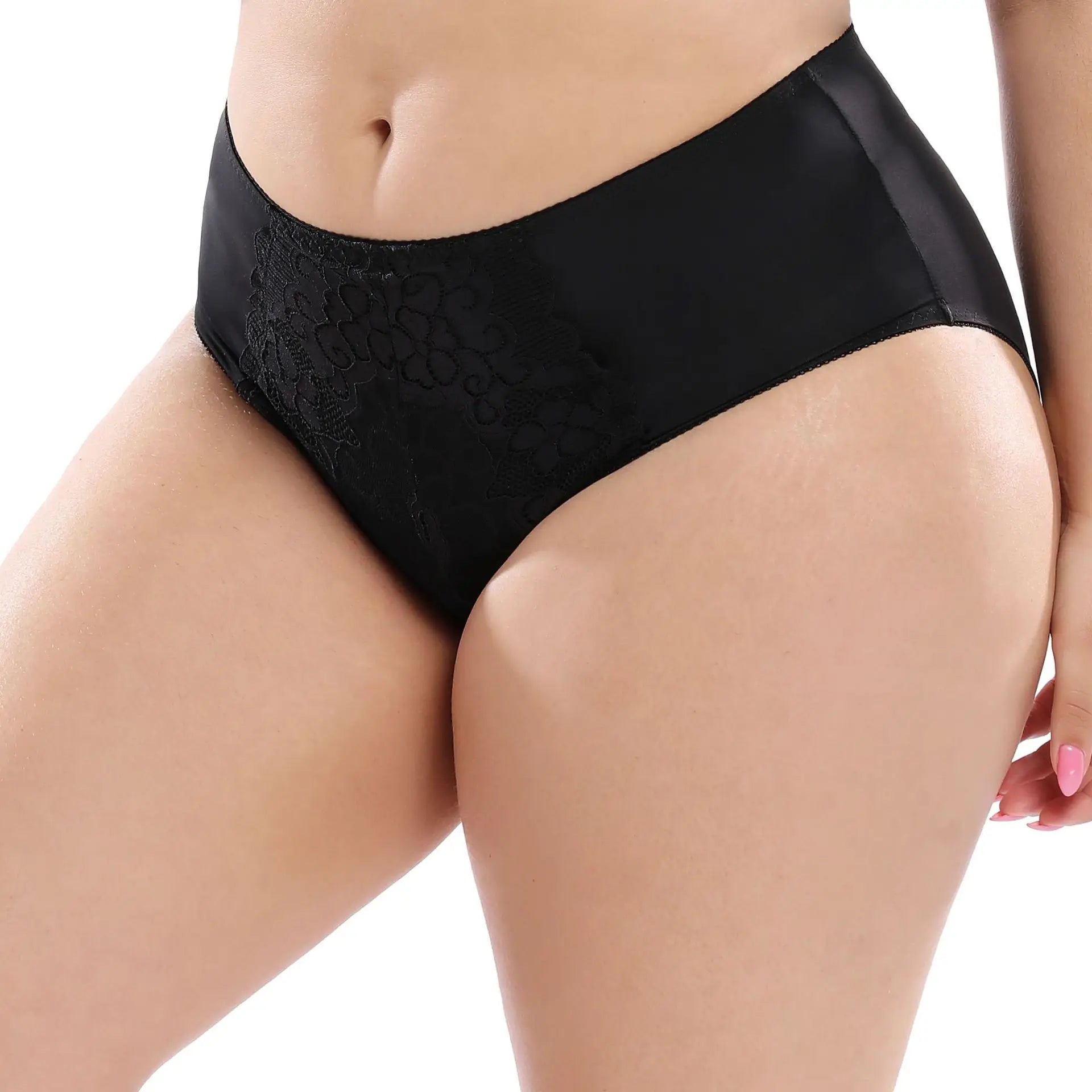 Hot Women's Seamless Plus Size Panties with Lace Decoration Sexy Solid Pattern Underwear