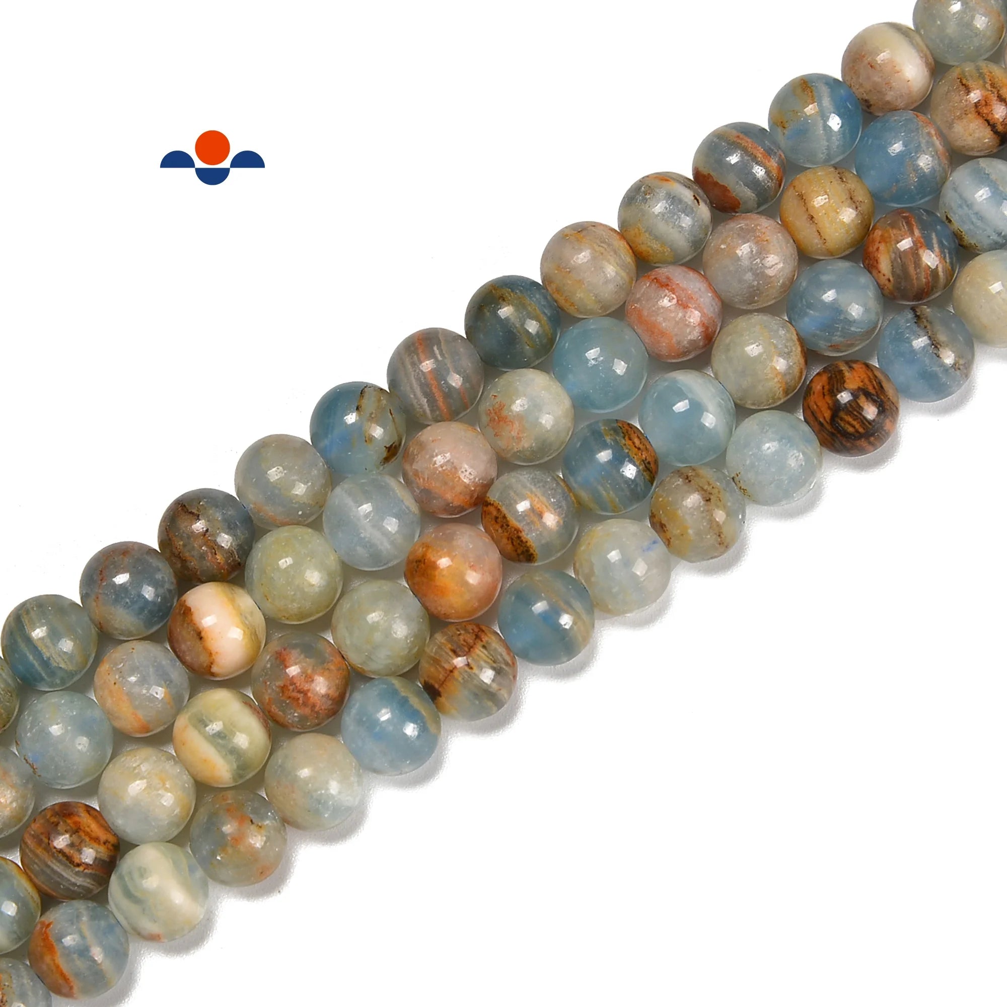 Natural 6mm 8mm Blue Selenite Smooth Round Gemstone Loose Beads for Jewelry Making