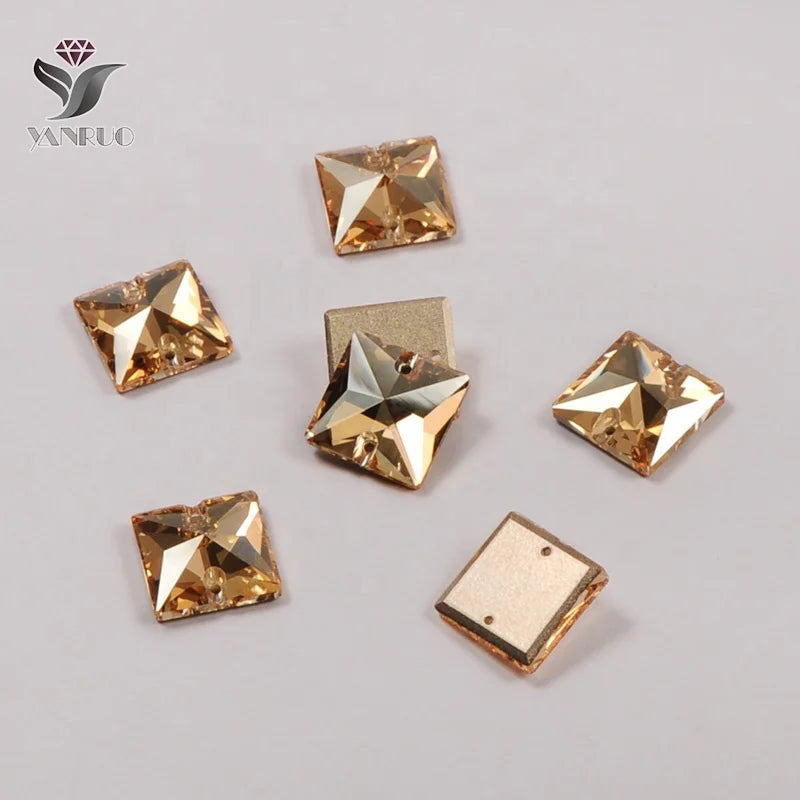 YANRUO 3240 All Sizes GSHA Flat Back  Sewn on Stones  Crystals Square Rhinestones for Clothes Decoration