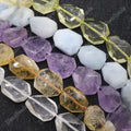 Natural Gemstone Faceted Freeform Irregular Beads Big Flat Stones Strand for DIY Jewelry Making (15x20mm 38CM)