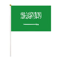 Hand Flag Polyester 21x14 cm with Plastic Flagpole Custom Saudi Arabia Football Team Mini Waving Flag