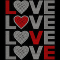Custom Love Valentine Hotfix IRon on Rhinestone Heat Transfer Valentines Design Valentine's Day Rhinestones Motif Patches