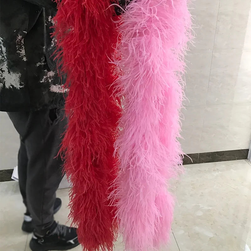 New Wholesale Dyed Colors Black Ostrich Feather Boa Feather Decoration Ostrich Costume Wedding Dress Feather Decoration