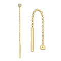 LOZRUNVE 925 Sterling Silver Cubic Zircon Gold Ball Beaded Chain Long Threader Earring Jewelry Wholesale