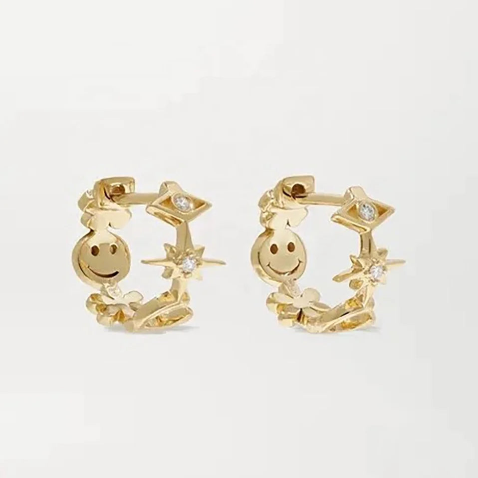 LOZRUNVE Hawaiian Jewelry Factory Gold Filled Sterling Silver 925 Zirconia Face Hoop Earrings
