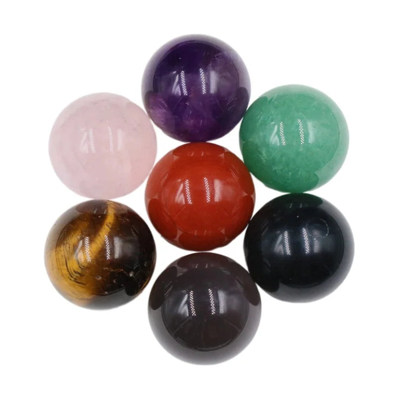 Natural 25mm Non-porous-ball Round Loose Gemstone Red Jasper Amethyst Rose Quartz Black Obsidian Opal Assorted Beads