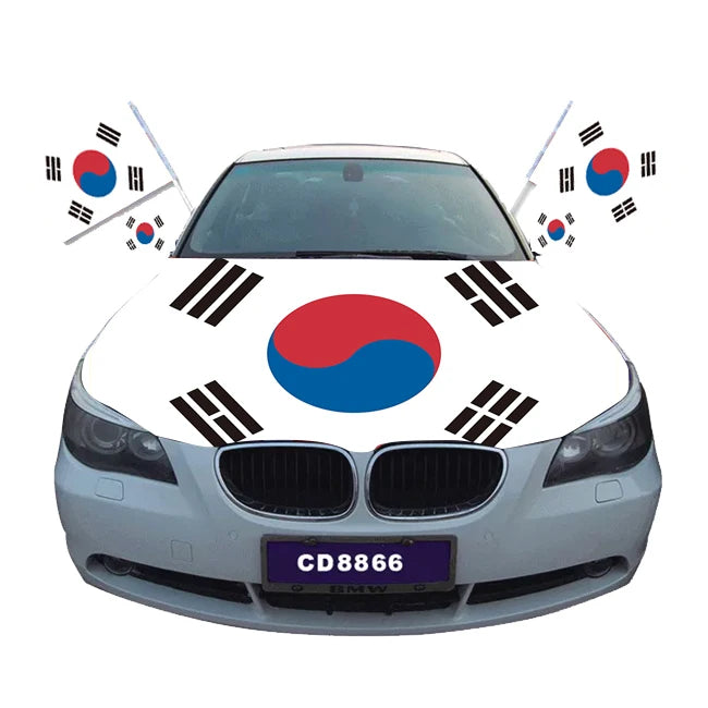 Promotional Waterproof Eco-Friendly Customizable Car Hood Cover Flags for Albania and Republic Korea
