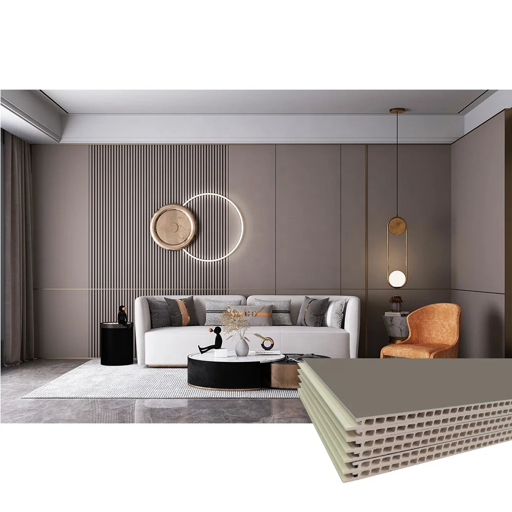 Interior 4x8 Plastic House Ceiling Concrete Look WPC Wall Panels for Living Room