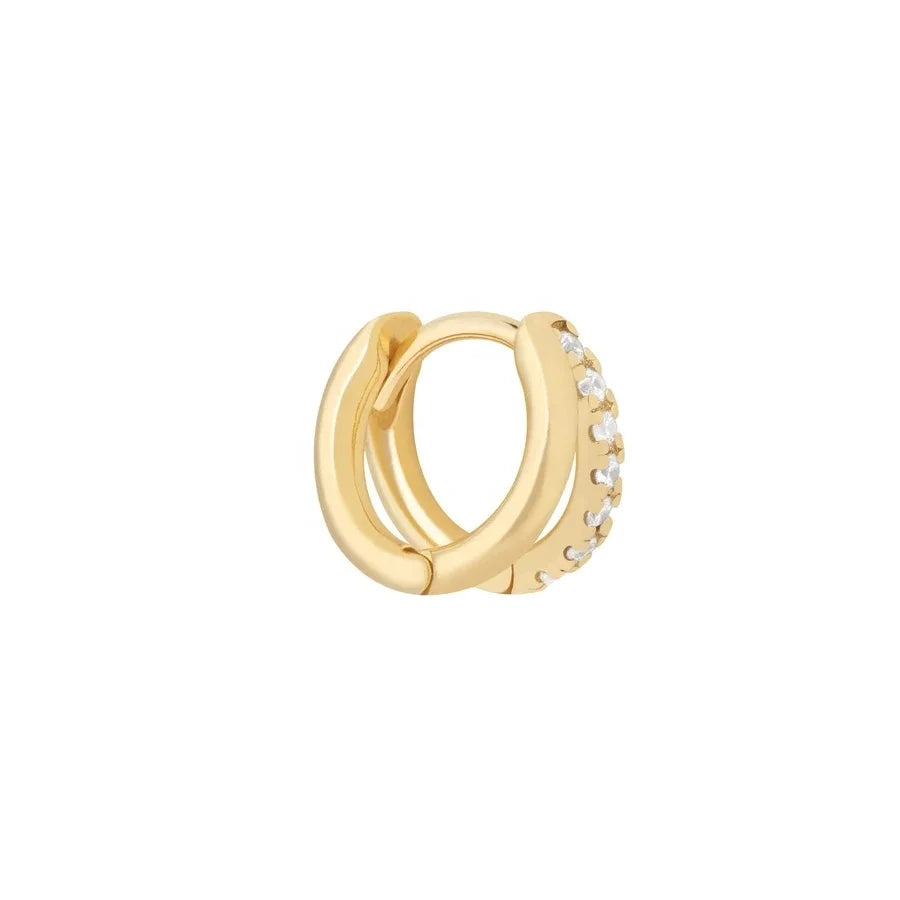 Wholesale Jewelry Gold Sterling Silver 925 Double Huggie Hoop Earring