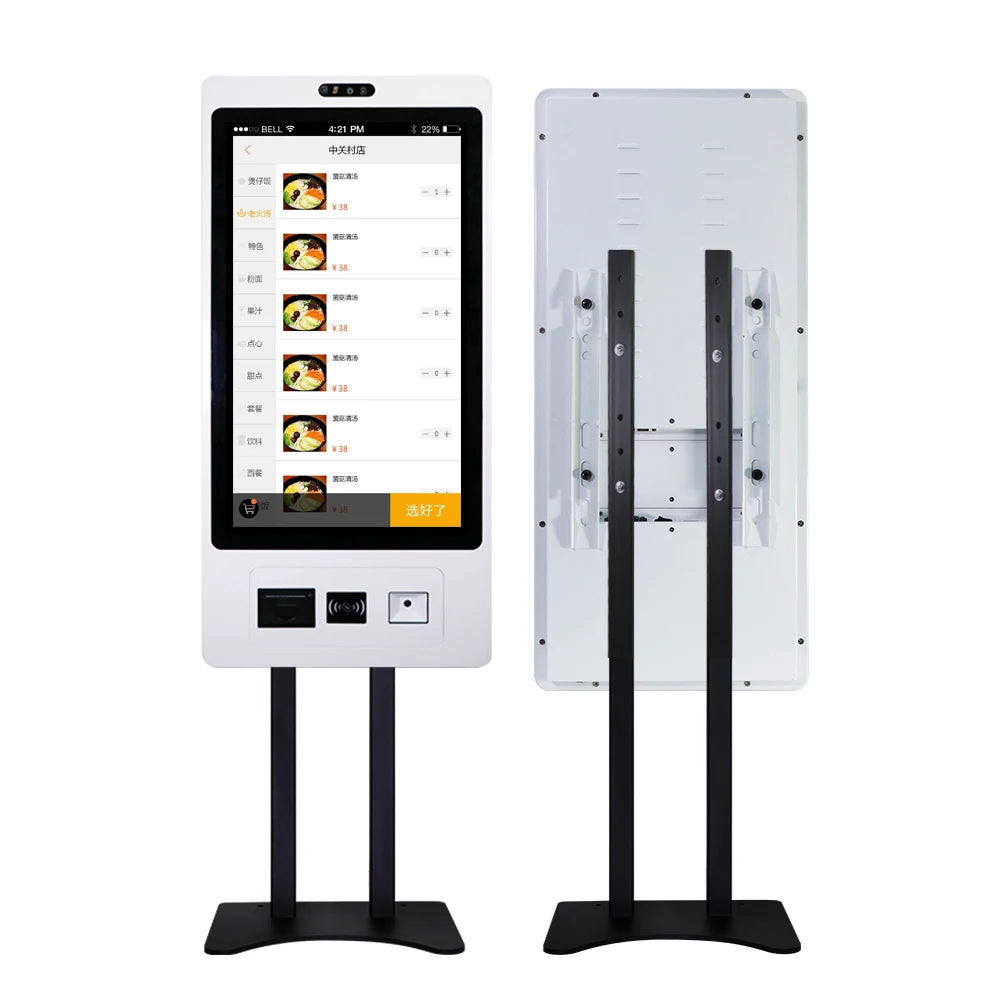 32 Inch Restaurant Automatic Kiosk Touch Screen Unattended Self Ordering Self Service Payment Kiosk With Android 80mm Printer