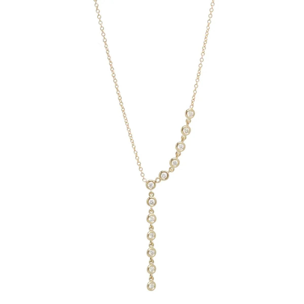 Stylish Design 12 Linked Floating Cz Diamonds Lariat Necklace Newest Trends Women Silver Necklace