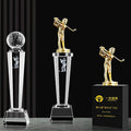 Wholesale K9 Blank Crystal Golf Trophy Custom 3d Laser Engrving Crystal Golf Balls Trophy for Golf Sports Events