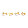 ROXI S925 Sterling Silver 4-Piece Set Horse Eye Round Zircon Spiral Perforated Piercing Stud Earrings