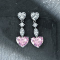 Pink Heart Earrings 925 Sterling Silver Ladies Heart Diamond Earrings