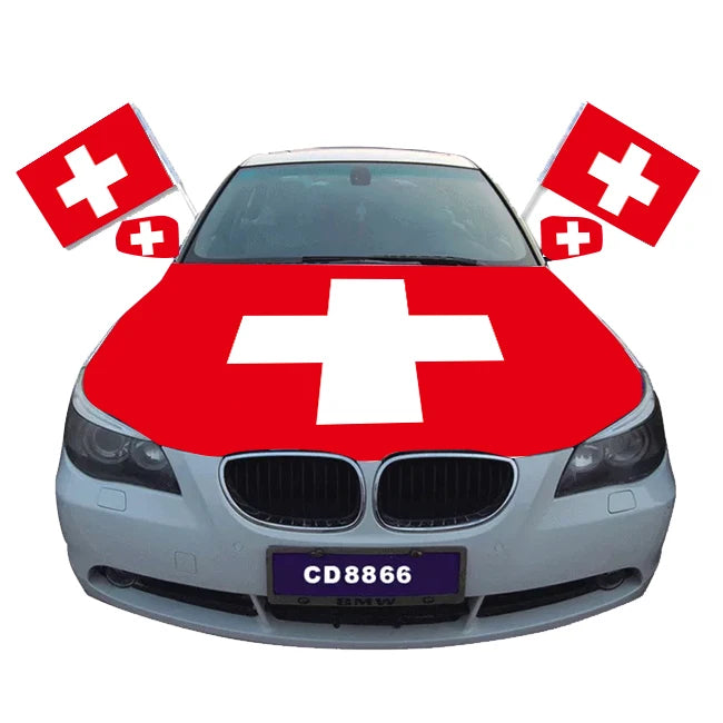 Customizable Car Engine Hood Cover Pennant Featuring Netherlands United States Saudi Arabia for Switzerland Print Car Hood Flag