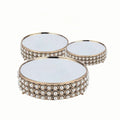 New Metal Cake Tray 3-piece Set Round Mirror Pearl Wholesale Wedding Cake Stand