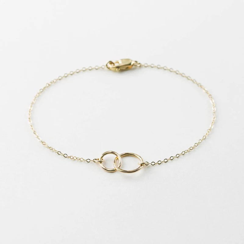ROXI S925 Sterling Silver Cold Wind Double Ring Circle Bracelet Geometric Two Circle Bracelet