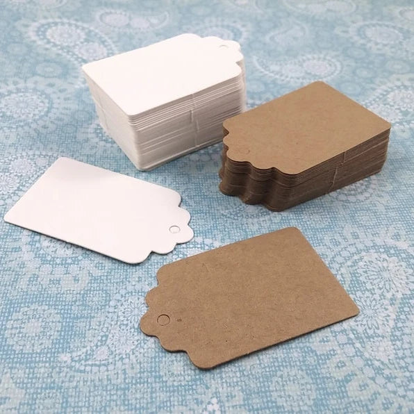 Eco-Friendly 2-Inch Rectangle Kraft Paper Gift Tags Business Use Blank Cardboard Hang Tag Wrap Package and Bookmark
