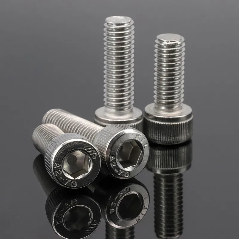 DIN912 Stainless Steel 304 Allen Key Bolt Hexagon Socket Head Cap Screw Plain Sizes M1.4 M1.6 M2 M2.5 M3 M4 M5 M6 M8 M10