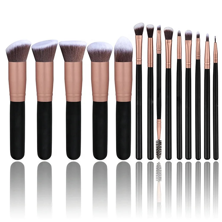Wholesale OEM Your Brand Soft Fiber Professional Makeup Tools Kit 14pcs Custom Make up Brush Set