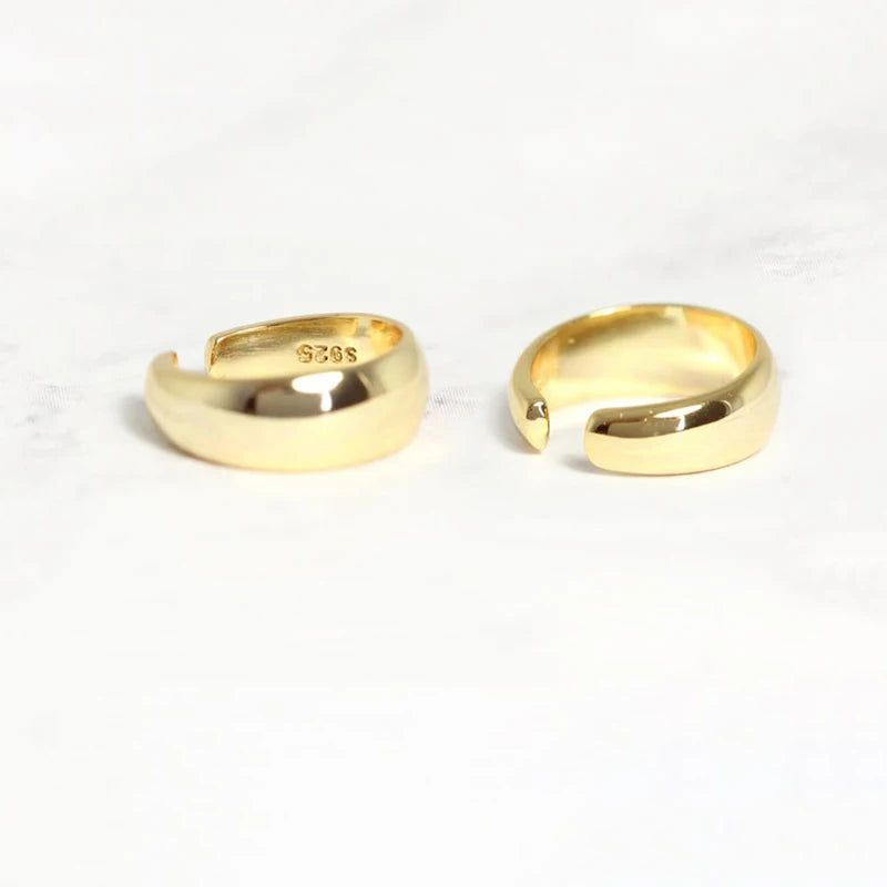 ROXI S925 Sterling Silver Versatile Fashion Wide Surface Glossy Simple Ear Clip 18K Gold Plated