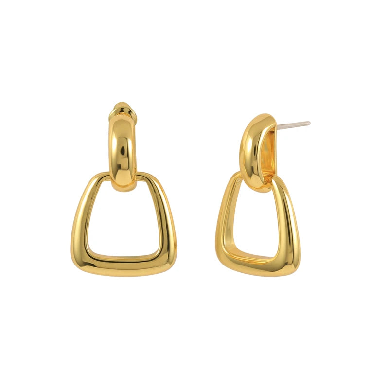 ROXI Stylish Geometric Brass Drop Earrings Trapezoidal Stud Earrings Retro Rectangular Jewelry