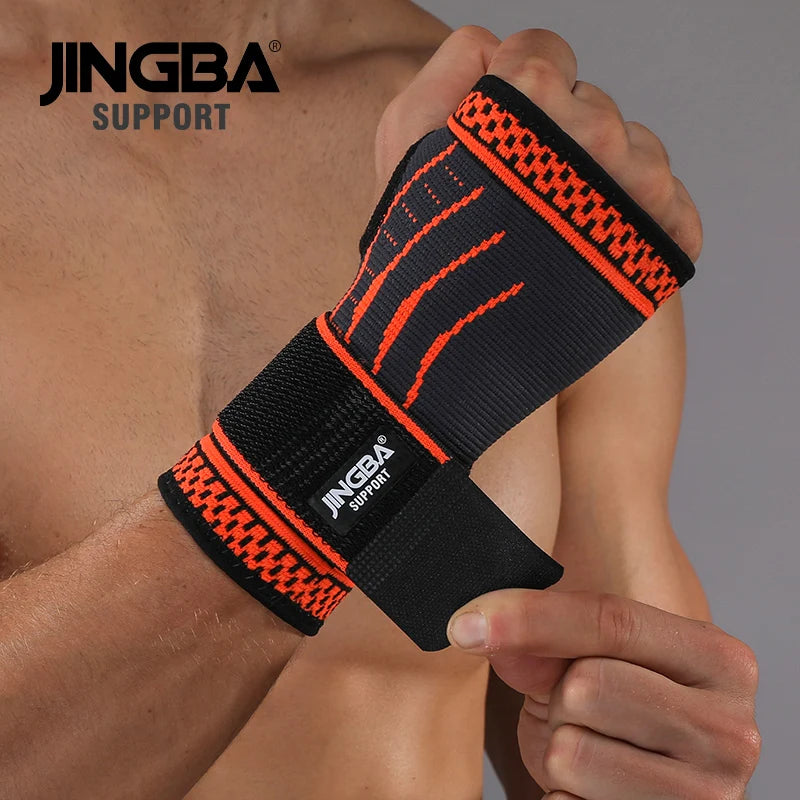 JINGBA Manufacturer Wholesale Elastic Wrist Brace Sleeve Nylon Sports Bandage Gym Support Hand Wraps Weightlifting Wristbands