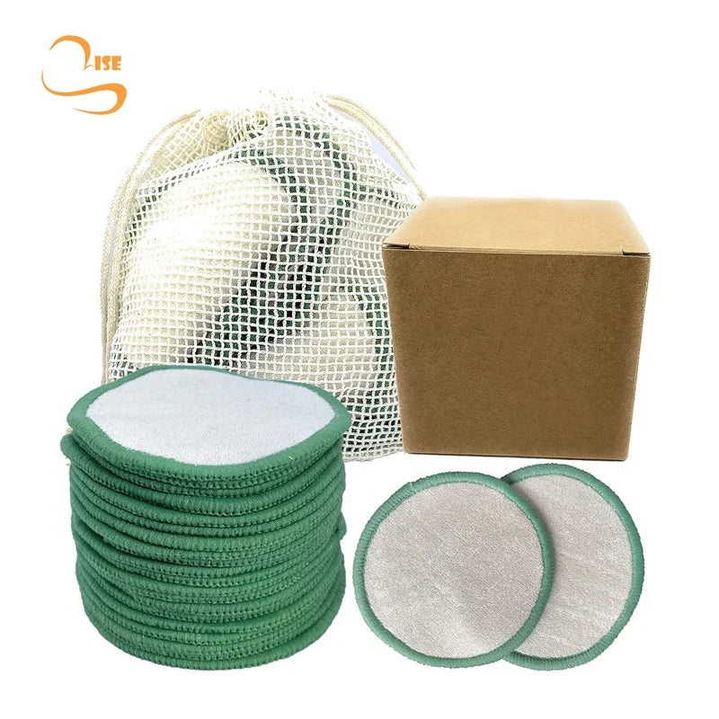 3.15" Bamboo Rounds Beauty Products All Skin Types with Laundry Bag Soft Reusable Cleaning Face Makeup Remover Towel