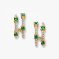 LOZRUNVE 925 Sterling Silver Fine Jewelry Collection Full Pave Diamond CZ Emerald Colored Double Hoop Earrings Fashion