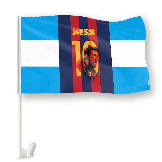 New Window Flag 12*18 Inch Double Sided Polyester Sports Argentina Messi Car Window Flag Custom Sports Car Flag