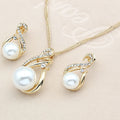 Women's 14k Gold Plated Freshwater Pearl Necklace and Earrings Setting for Wedding Engagement CANNER Jewelry