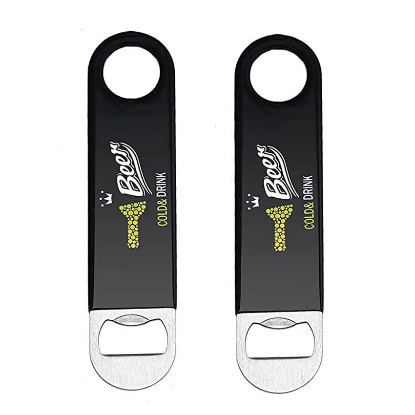 Wholesale Custom logo Printed Stainless Steel Flat bar Blade Beer Bottle Opener