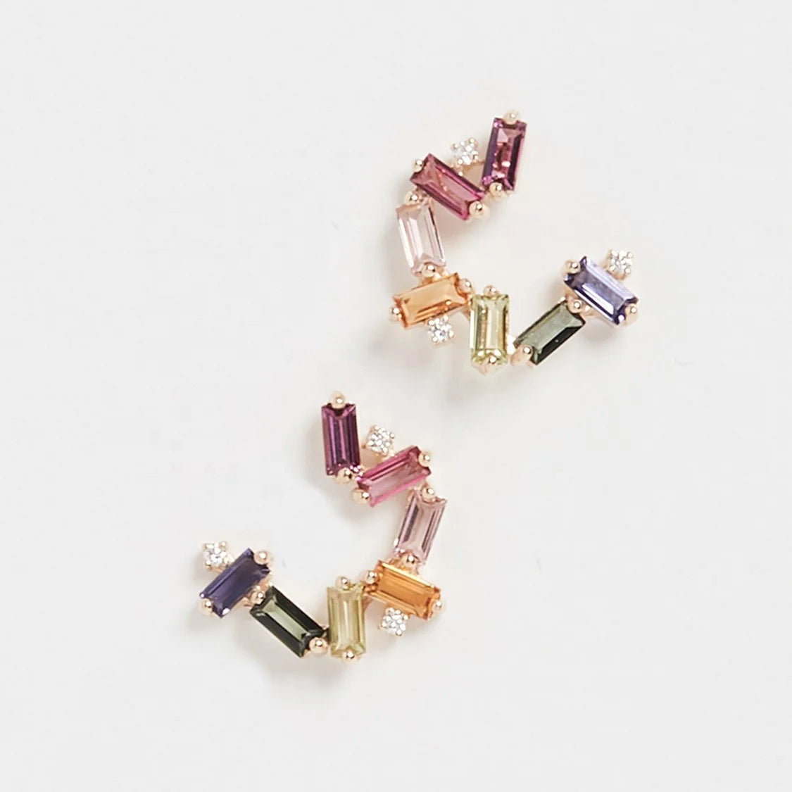 LOZRUNVE Elegant Jewelry Manufacturer Gold Plated 925 Silver Zircon Baguette Circle Stud Earring Wholesale