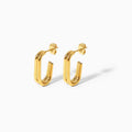 Personalized Trendy Geometric 18K Gold Plated CC Stainless Steel Hoop Earrings Jewelry for Women Gift